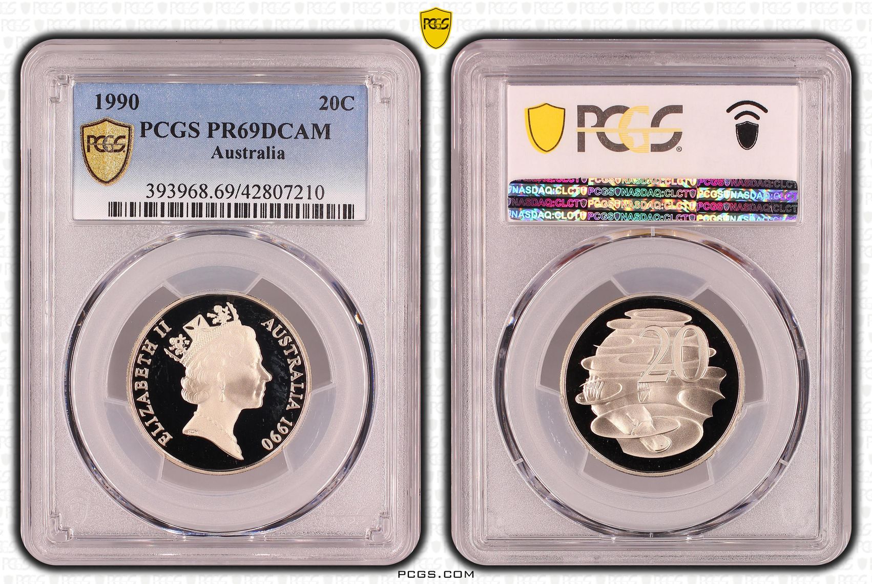 , Twenty Cent, 1990, PCGS PR69DCAM