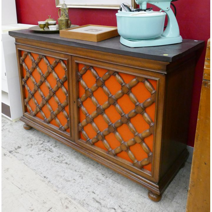 Midcentury Heritage Slate Top Mahogany Console- 29x46x16''