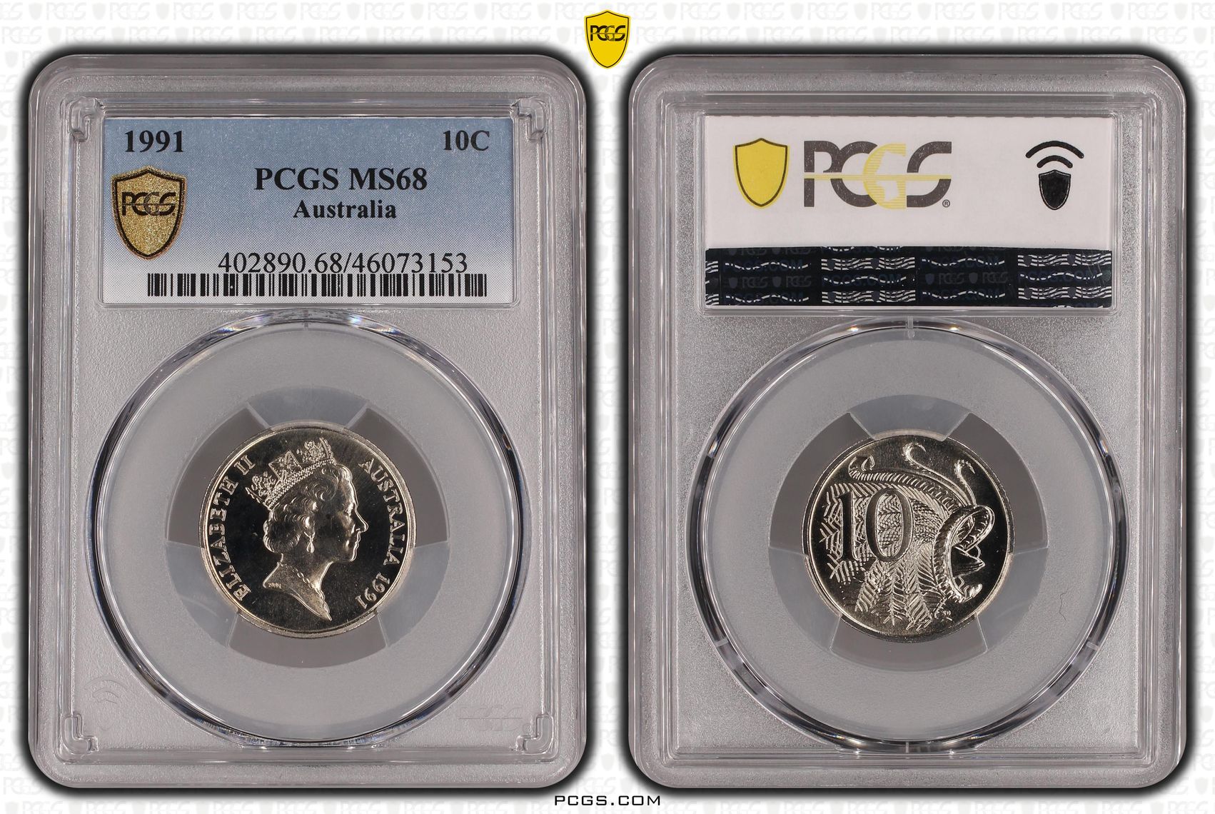 , Ten Cent, 1991, PCGS MS68