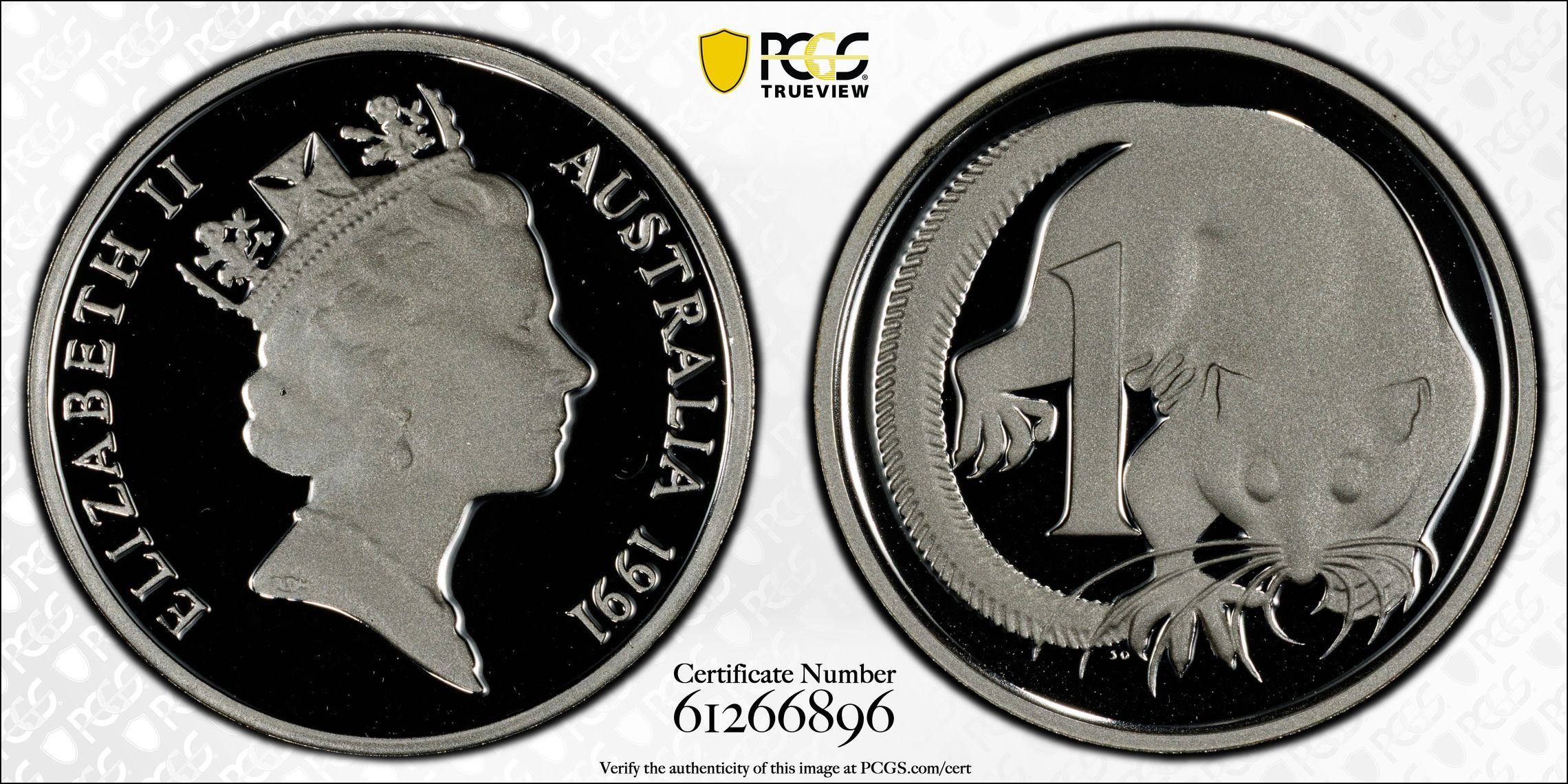 Silver, One Cent, 1991, PCGS PR70DCAM
