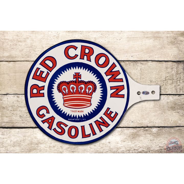 10" (Small) Red Crown Gasoline Double Sided Porcelain Paddle Sign