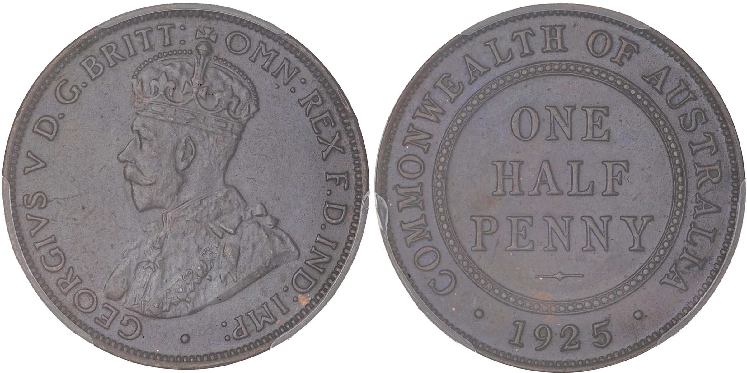 George V, Halfpenny, 1925, PCGS MS64BN