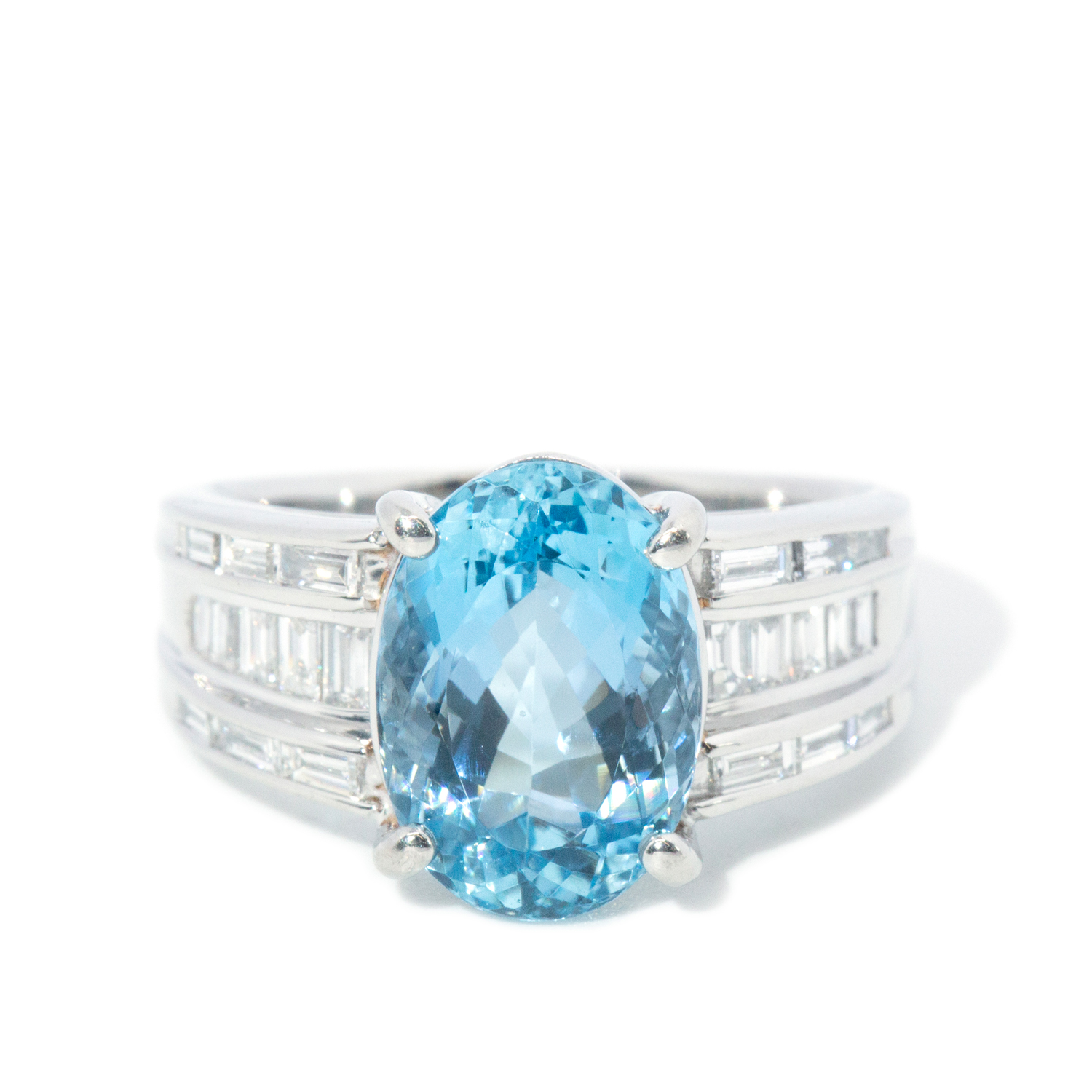 4.40 Carat Aquamarine & Diamond Platinum Ring