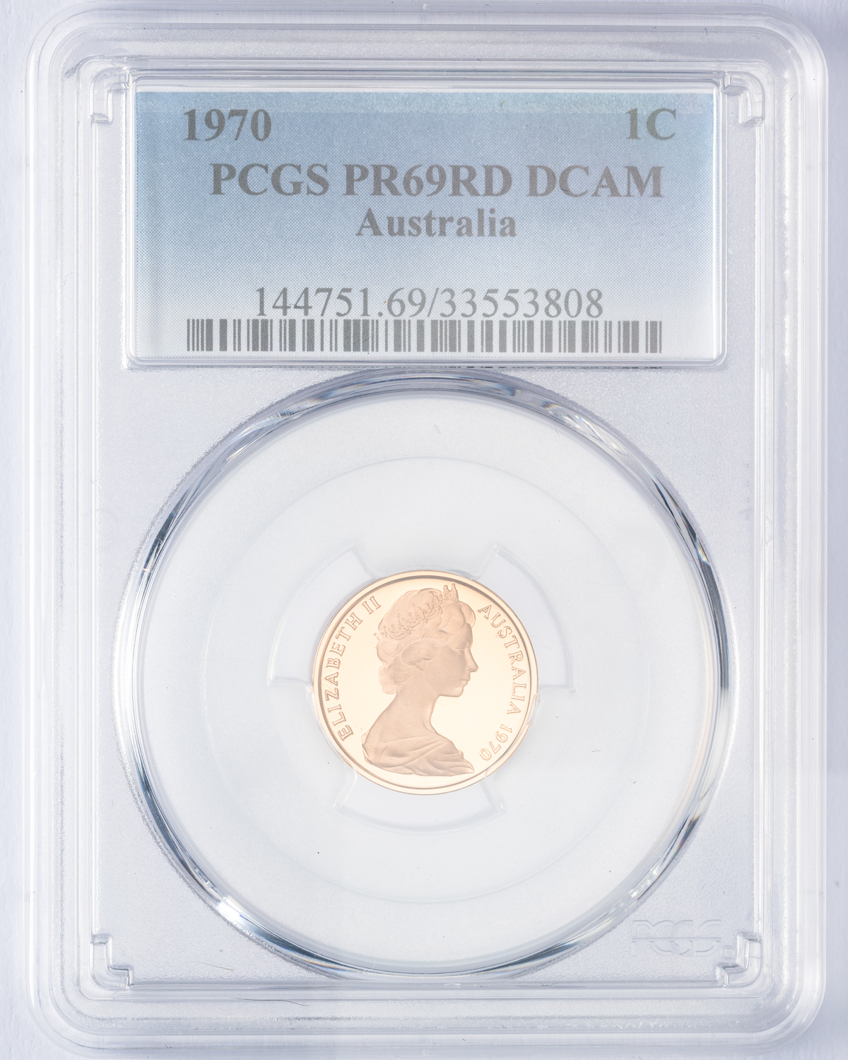 Elizabeth II, One Cent, 1970, PCGS PR69DCAM
