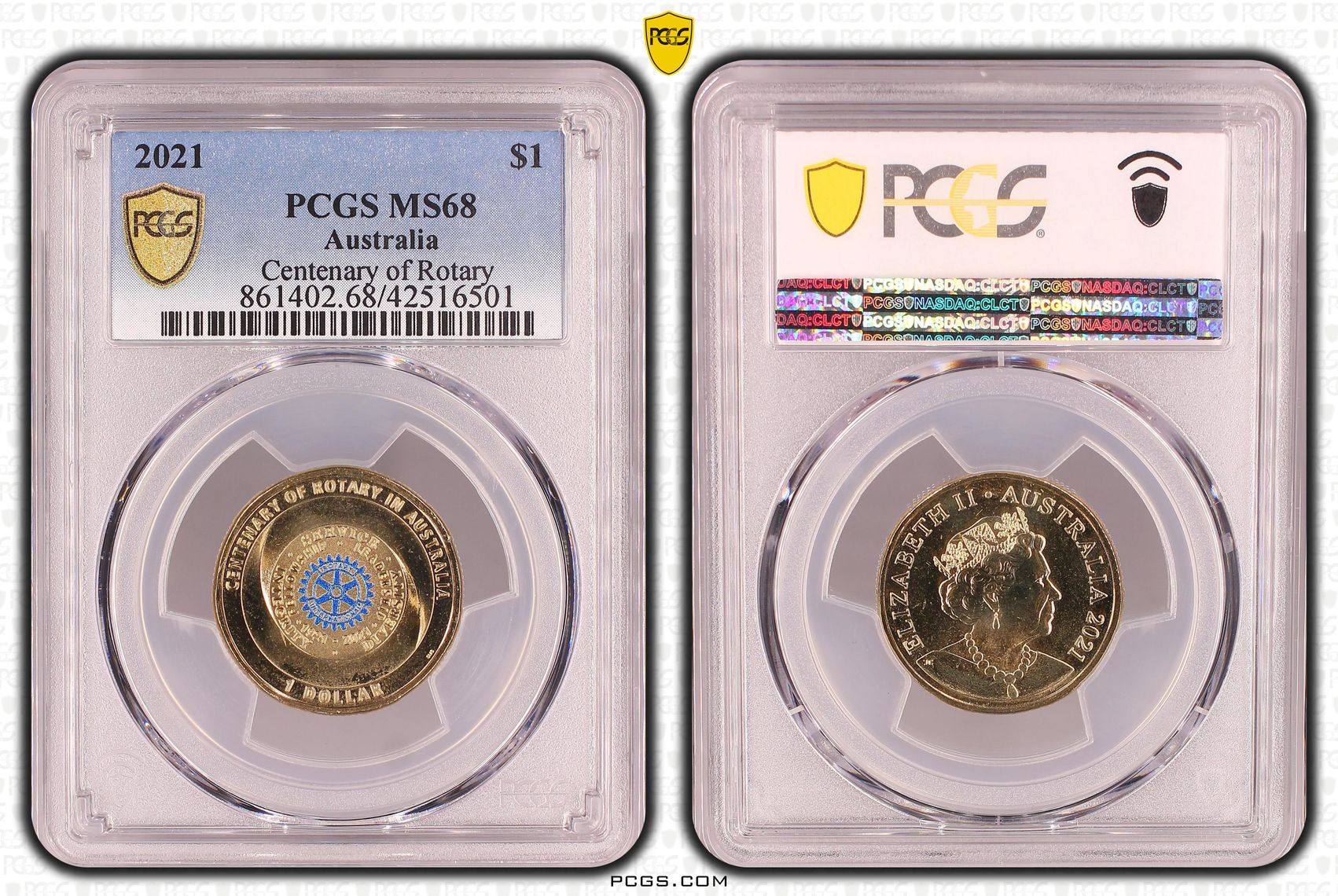 Centenary of Rotary, One Dollar, 2021, PCGS MS68