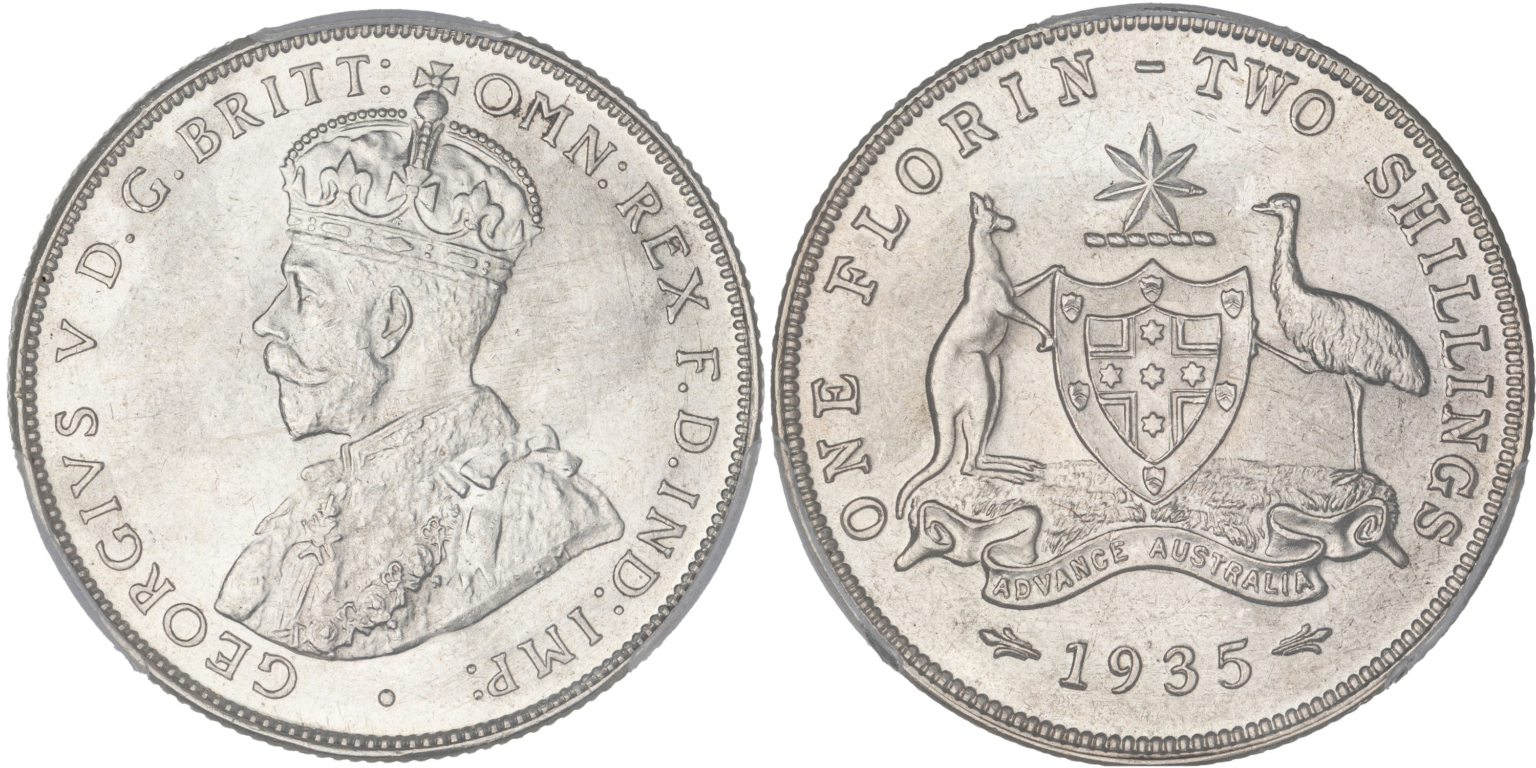 George V, Florin, 1935, PCGS MS64