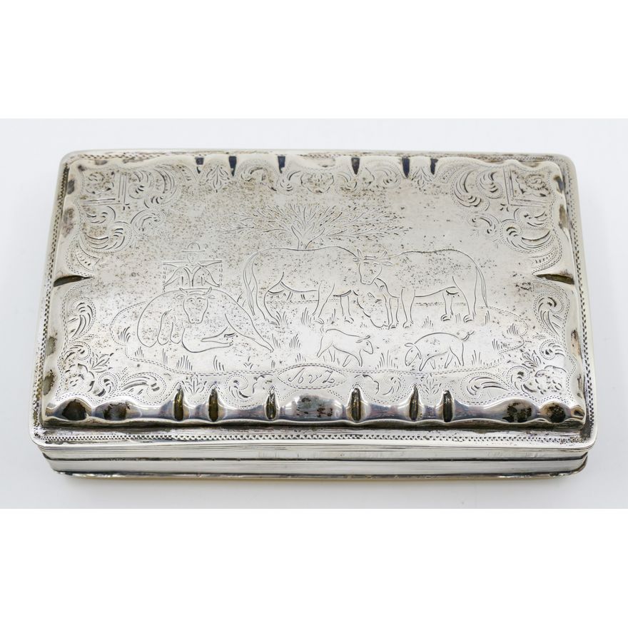 Antique Dutch Silver Engraved Box 3.5''x5.5'' - 159 Grams
