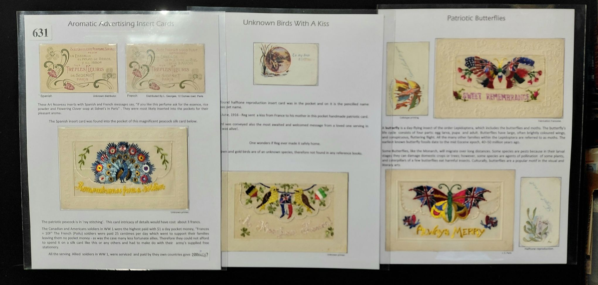 631 · SILK POSTCARDS - WWI POCKETS