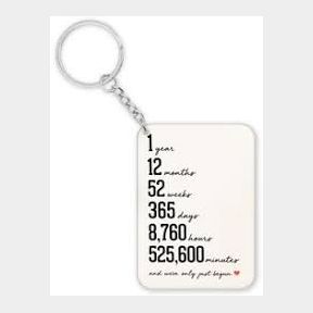 1 Year 1st Anniversary Gift Keyring - Bar 9902033201748- 51748/13793 SN B3 (S7)
