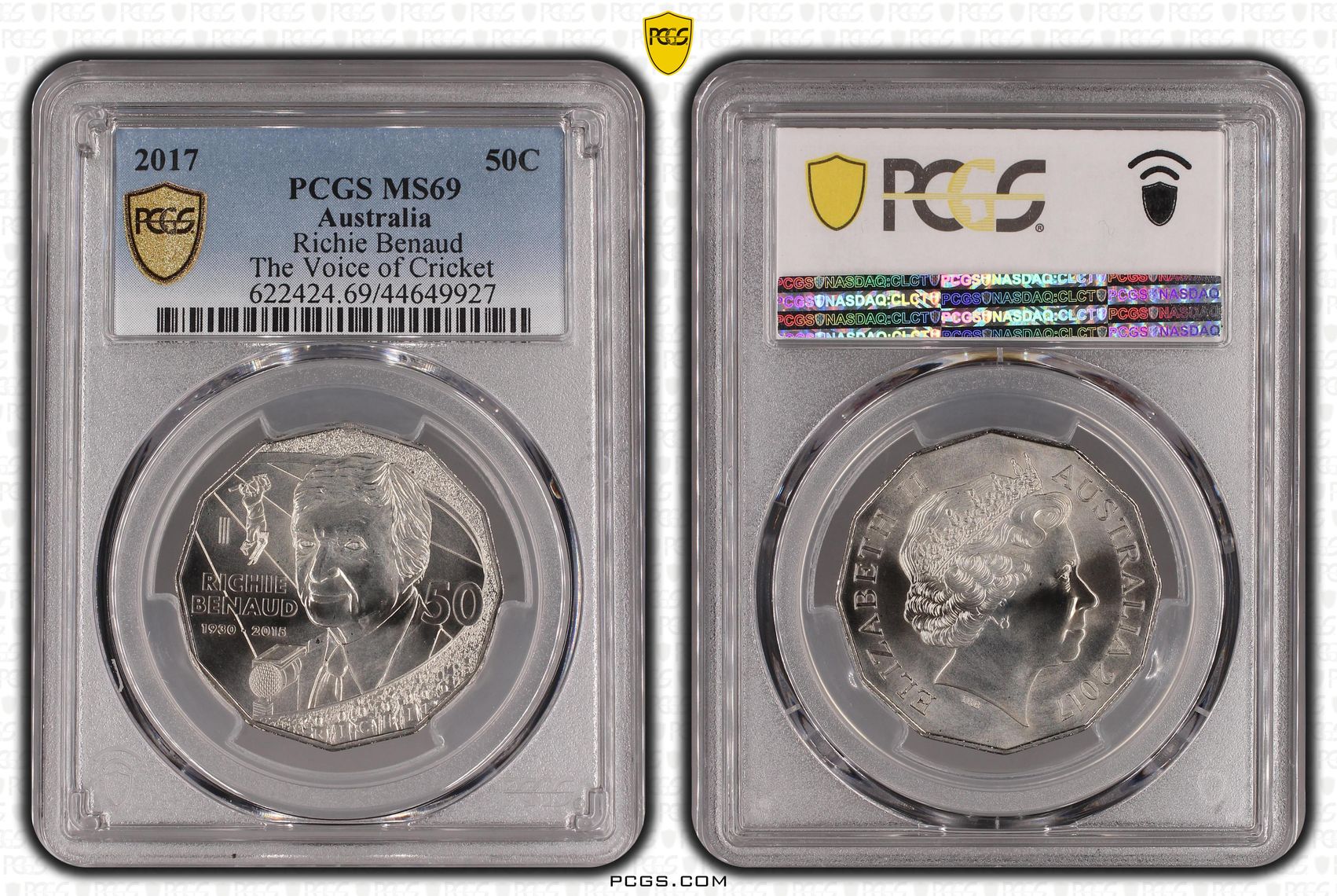 2017 Australia Fifty Cent, 50c Richie Benaud PCGS - MS69 -927