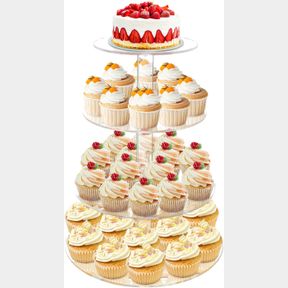 CUPCAKE STAND, 4 TIER CUPCAKE STAND FOR 24 CUPCAKES, ROUND TIERED CUPCAKE TOWER, CLEAR ACRYLIC CUPCAKE HOLDER, DESSERT STANDS FOR