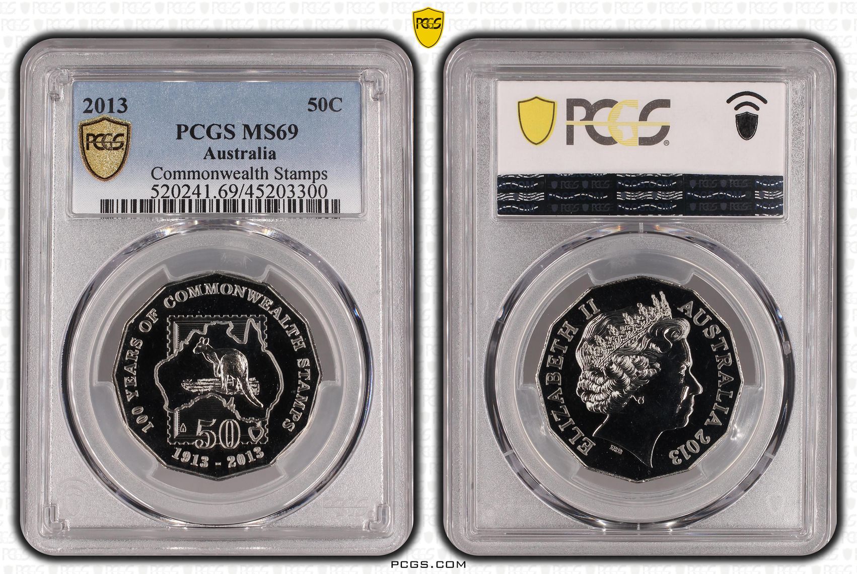 2013 Australia Fifty Cent, 50c Commonwealth Stamps PCGS - MS69 POP 14/0 -300