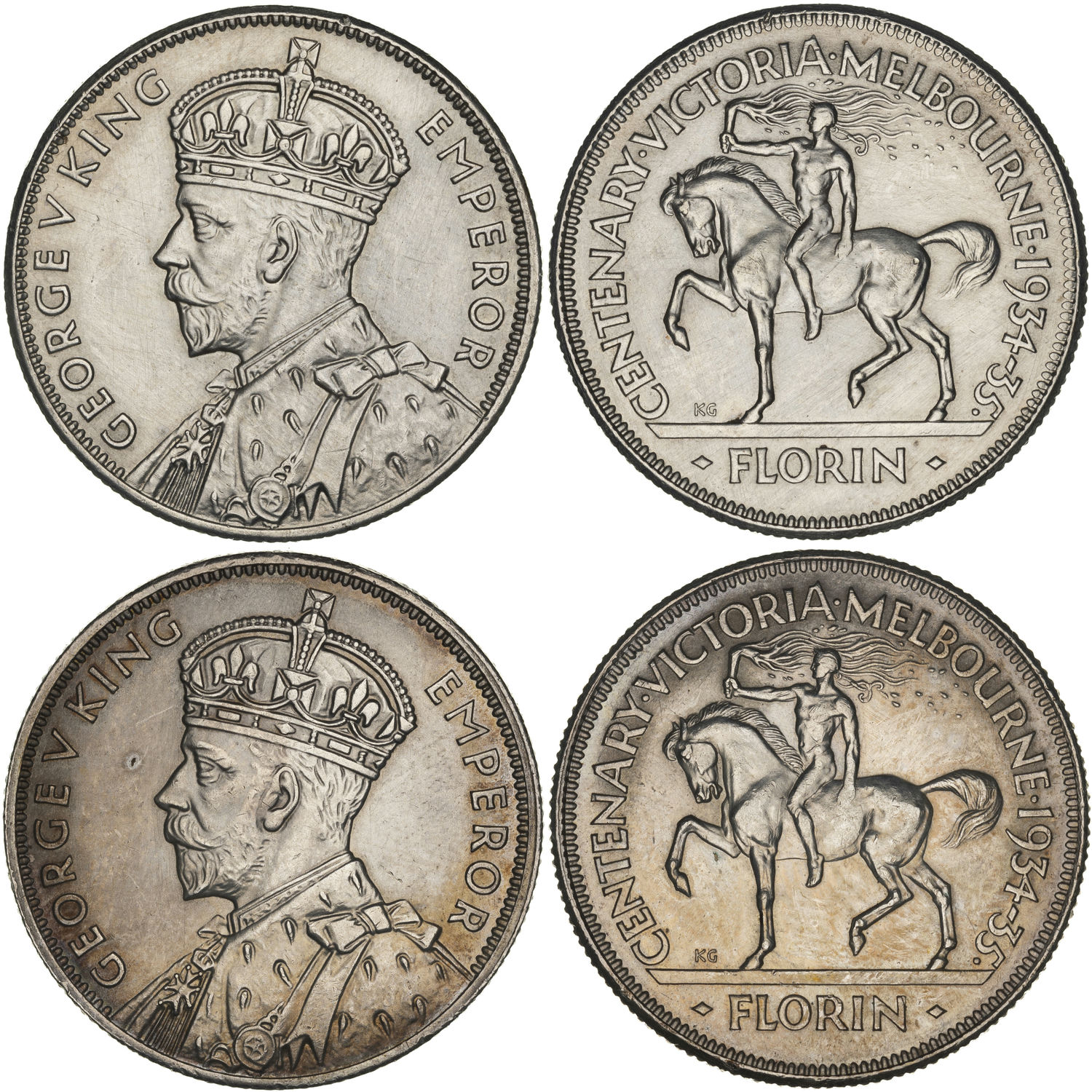 George V, Melbourne Centenary, Florin, 1934-35, UNC