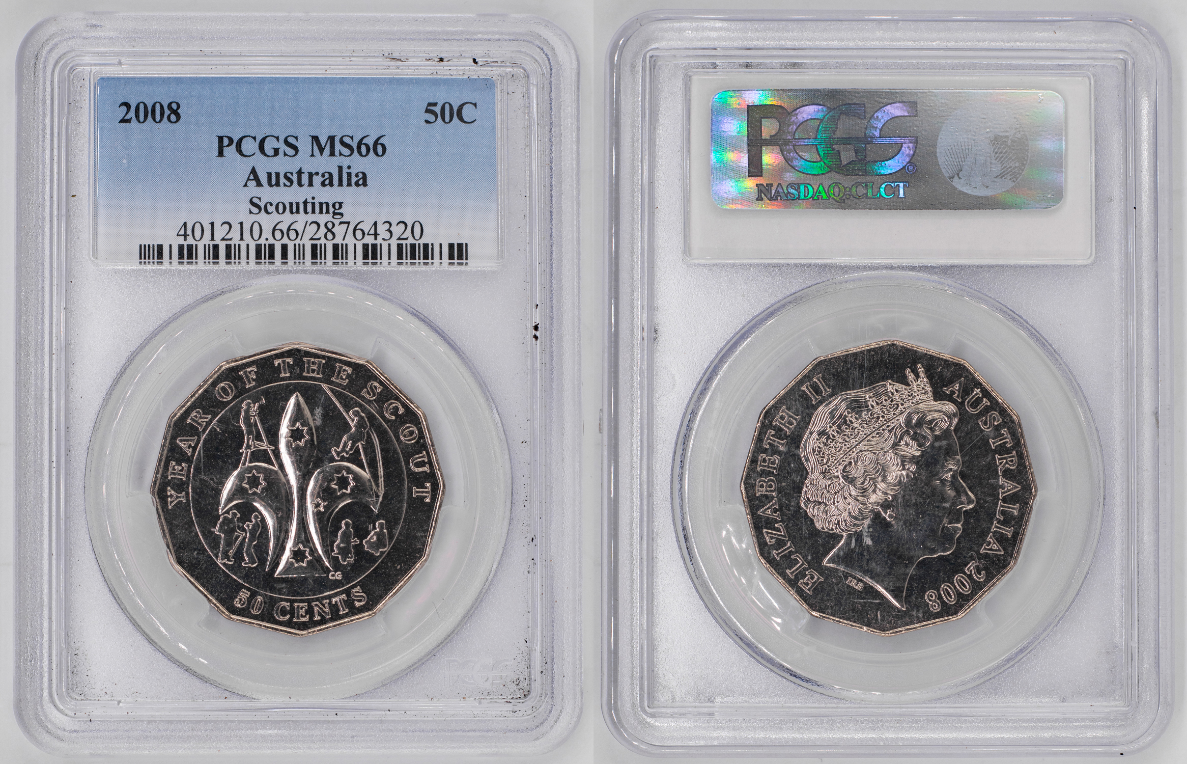 Elizabeth II, Scouting, Fifty Cent, 2008, PCGS MS66