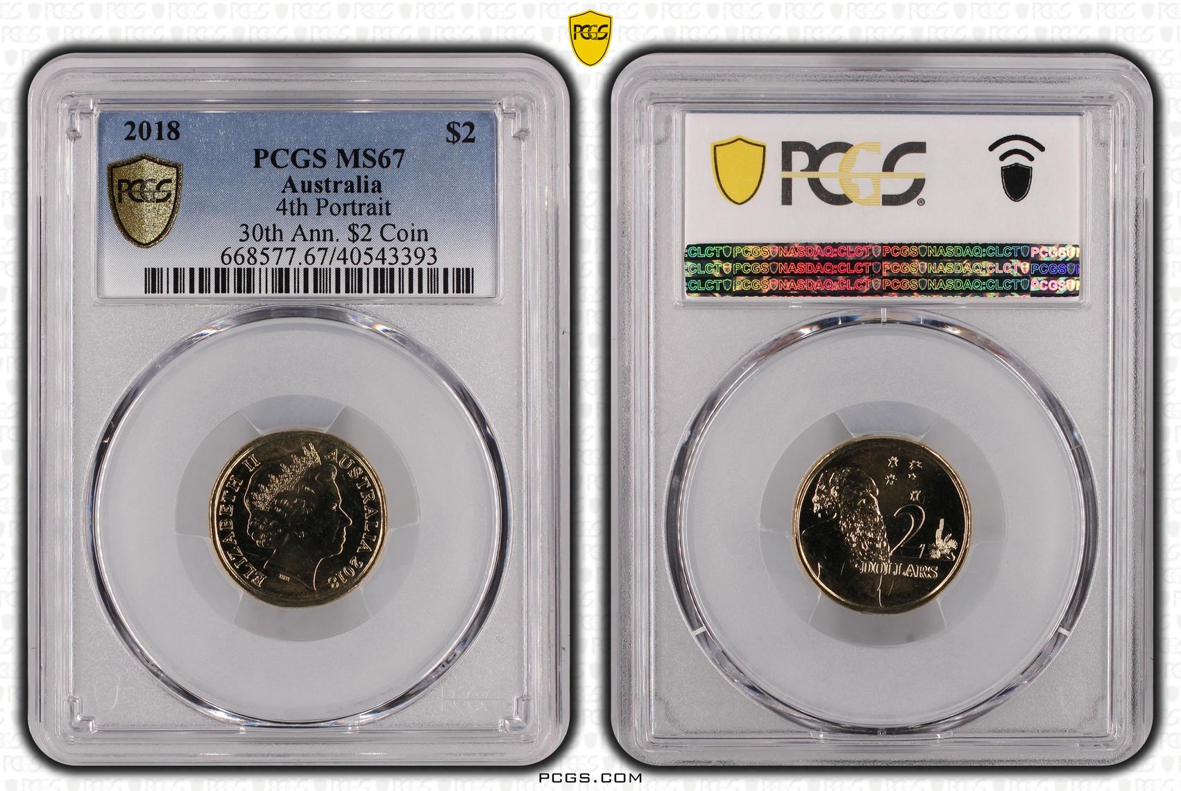 444 · Elizabeth II, 4th Portrait , Two Dollar, 2018, PCGS MS67