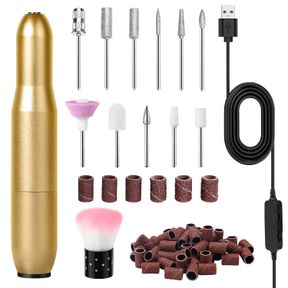 ELECTRIC NAIL DRILL MACHINE, 20000 RPM USB ELECTRIC NAIL FILE KIT FOR ACRYLIC NAILS GEL PROFESSIONAL AND HOME SALON - 6 FILE DIY N