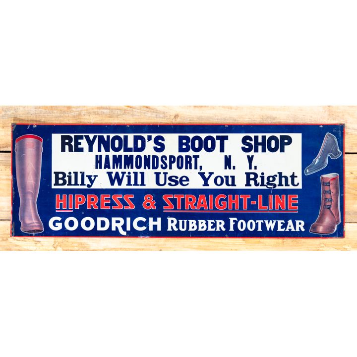 Goodrich Rubber Footwear Single Sided Tin Embossed Metal Sign TAC 8.25