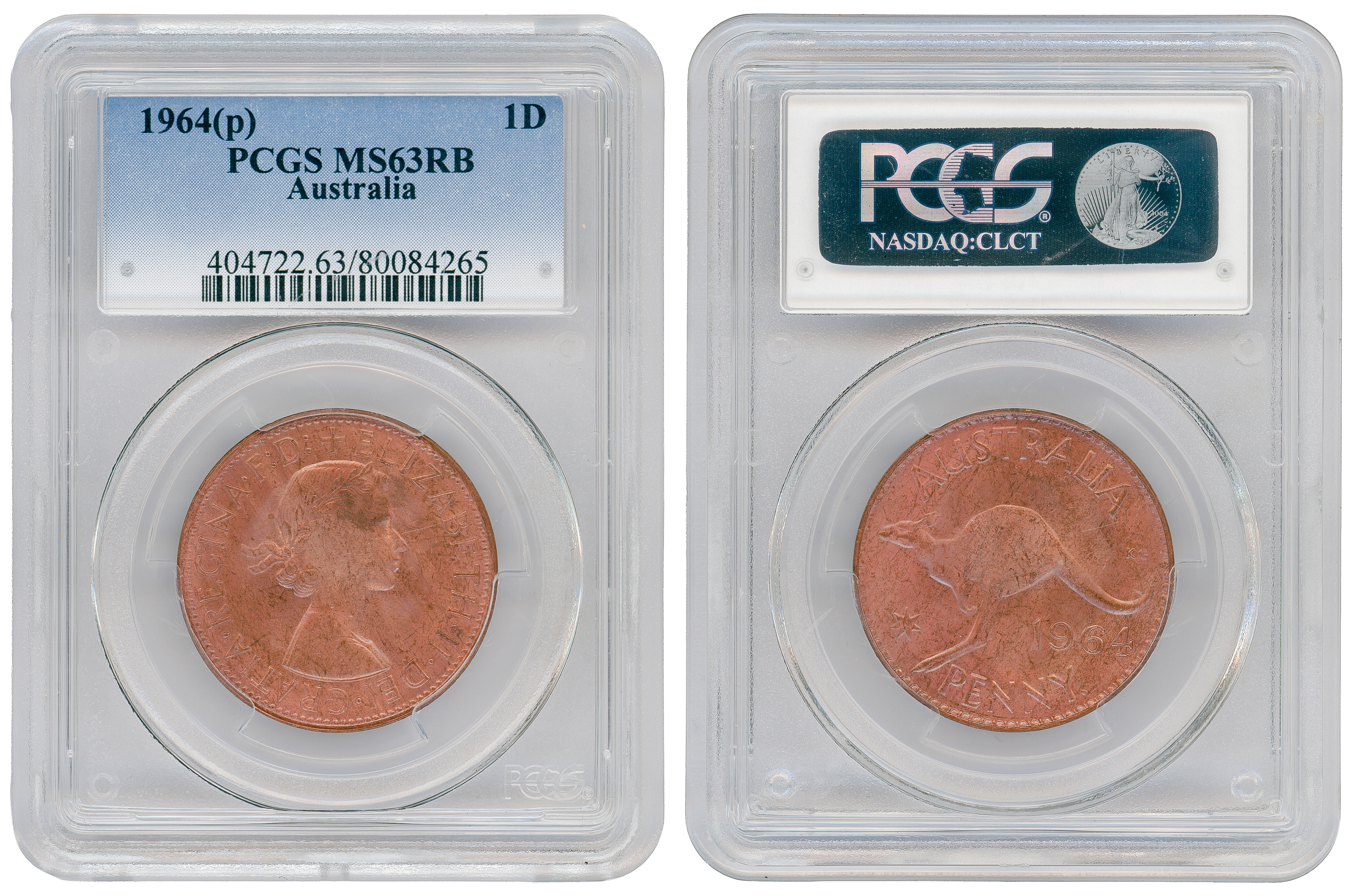 Elizabeth II, Penny, 1964-Y., PCGS MS63RB
