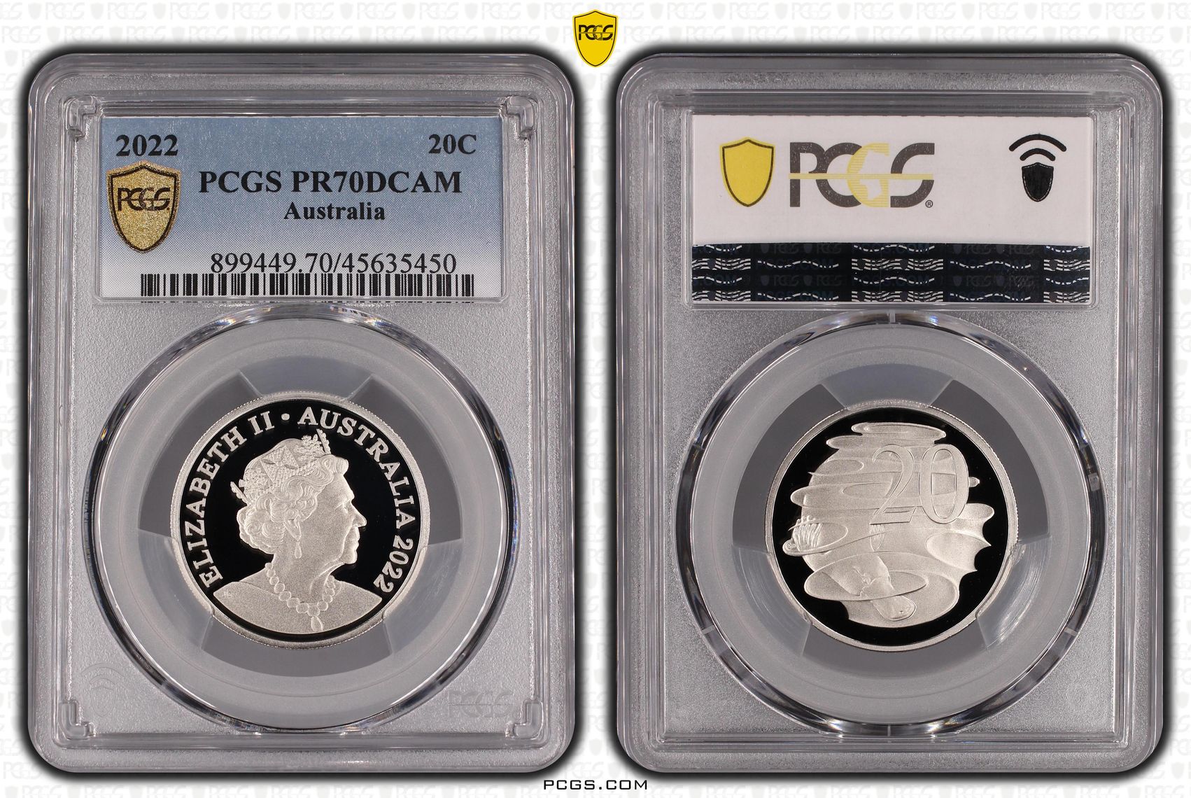 Top pop, Twenty Cent, 2022, PCGS PR70DCAM