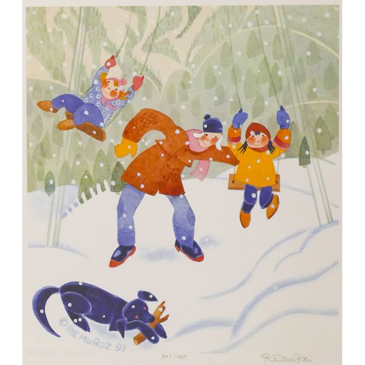 Rie Munoz ''Double Swing'' 1997 Signed Print 14.25'' x 13.25'' Sheet.