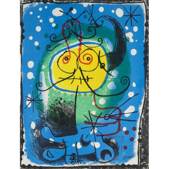 Joan Miró | Personnage sur fond bleu, 1957