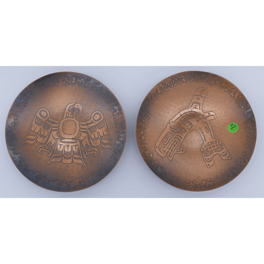 Pair H. Alfred NW Coast Worked Copper Plates- 8.5''