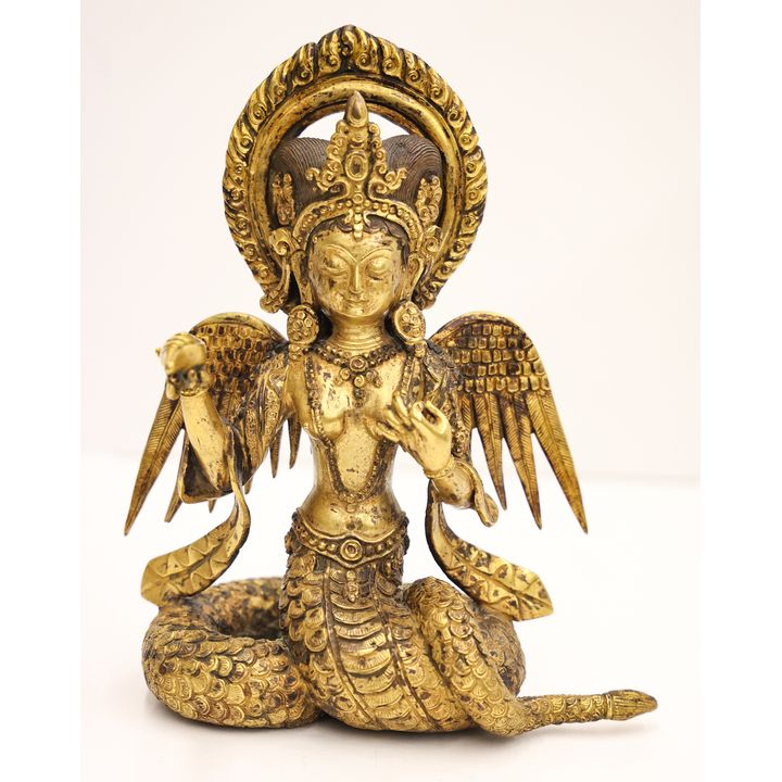 Old Tibetan Gilt Bronze Naga Kanya Bodhisattva