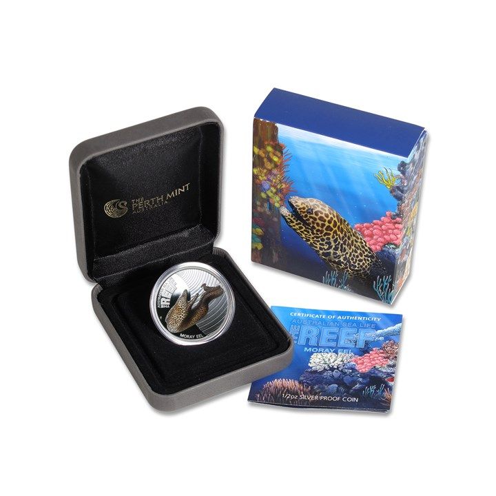 2010 Perth Mint Australian Sea Life Series Moray Eel 1/2oz Silver Proof Coin