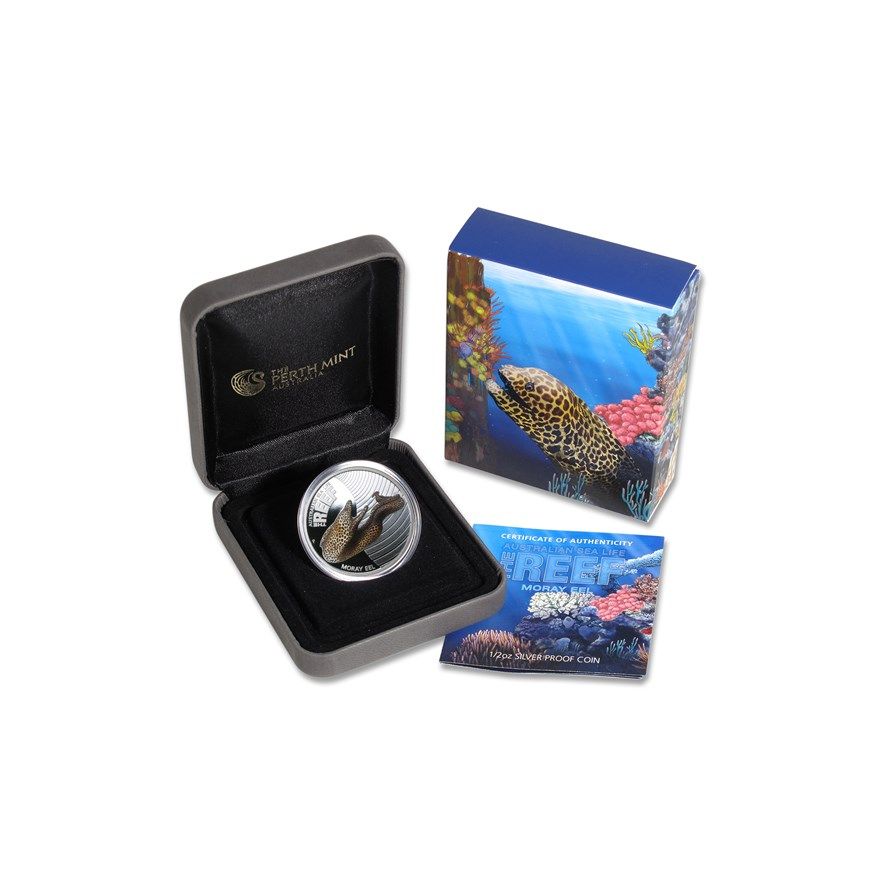 2010 Perth Mint Australian Sea Life Series Moray Eel 1/2oz Silver Proof Coin