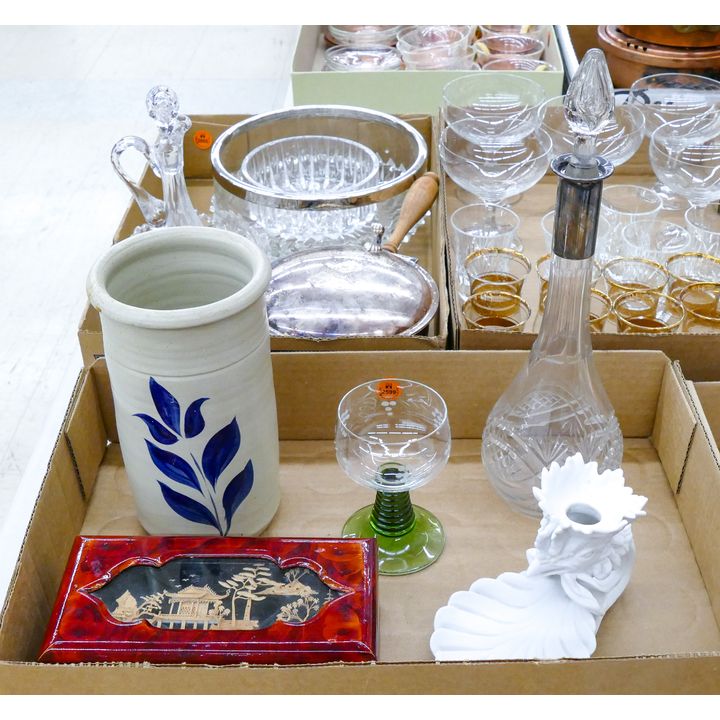 Box German 800 Silver Mounted Decanter etc.