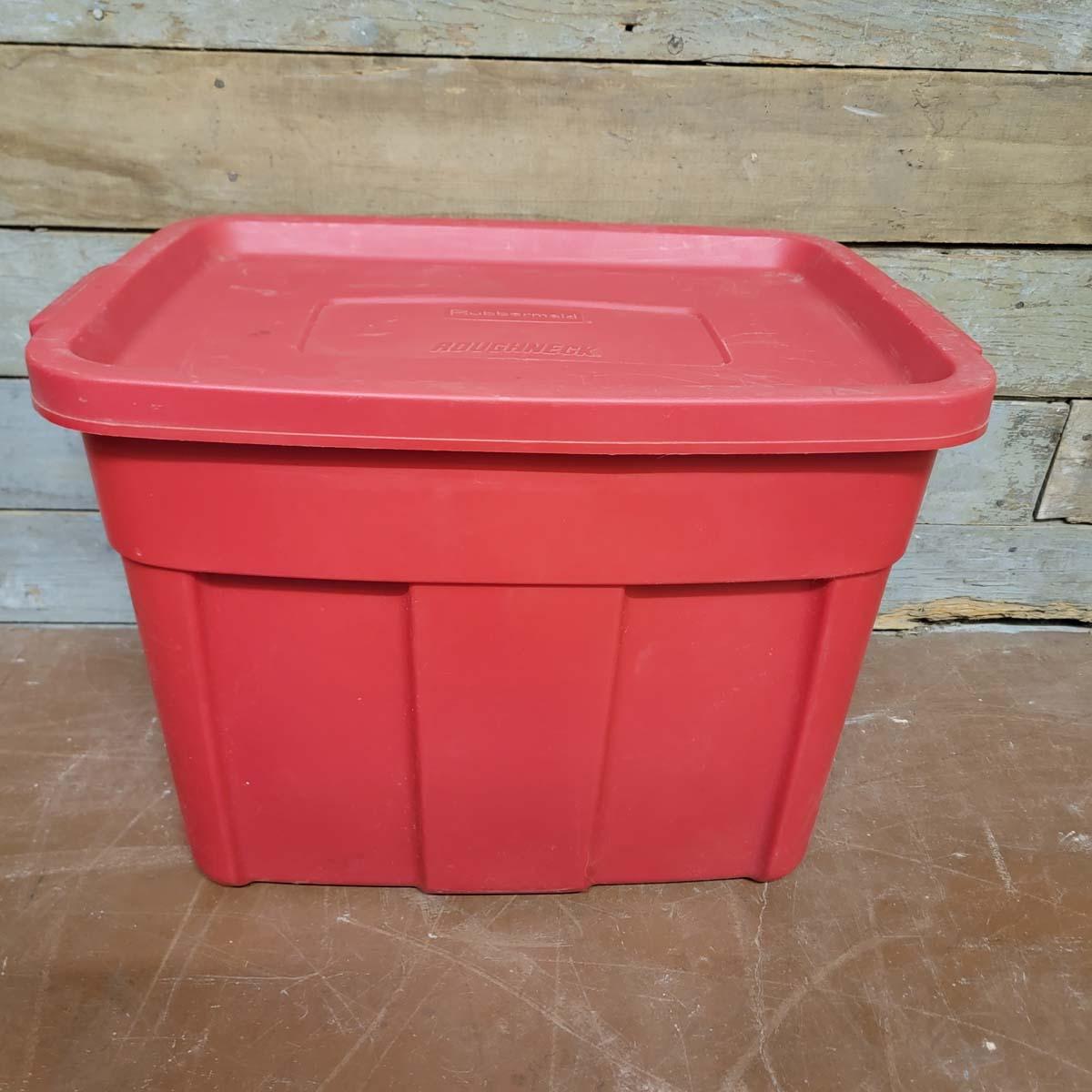 4) Rubbermaid Roughneck 18 gal Storage Totes w/ lids. Selling by the piece  x 4 - Bid-Assets Online Auctions