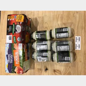 3X ALFREDO PASTA SAUCE, 6X ORGANIC PUMPKIN, & 6X THAI COCONUT MILK