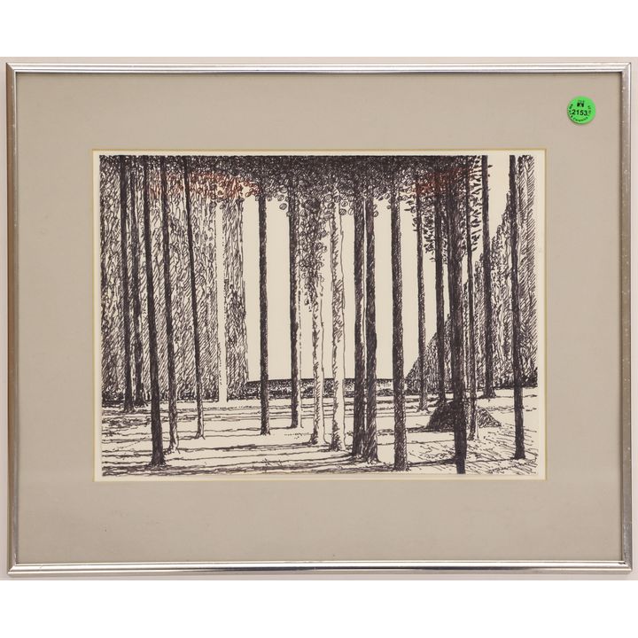 Jay Steensma ''Entrance'' (Trees) Ink on Paper Framed 14''x17''