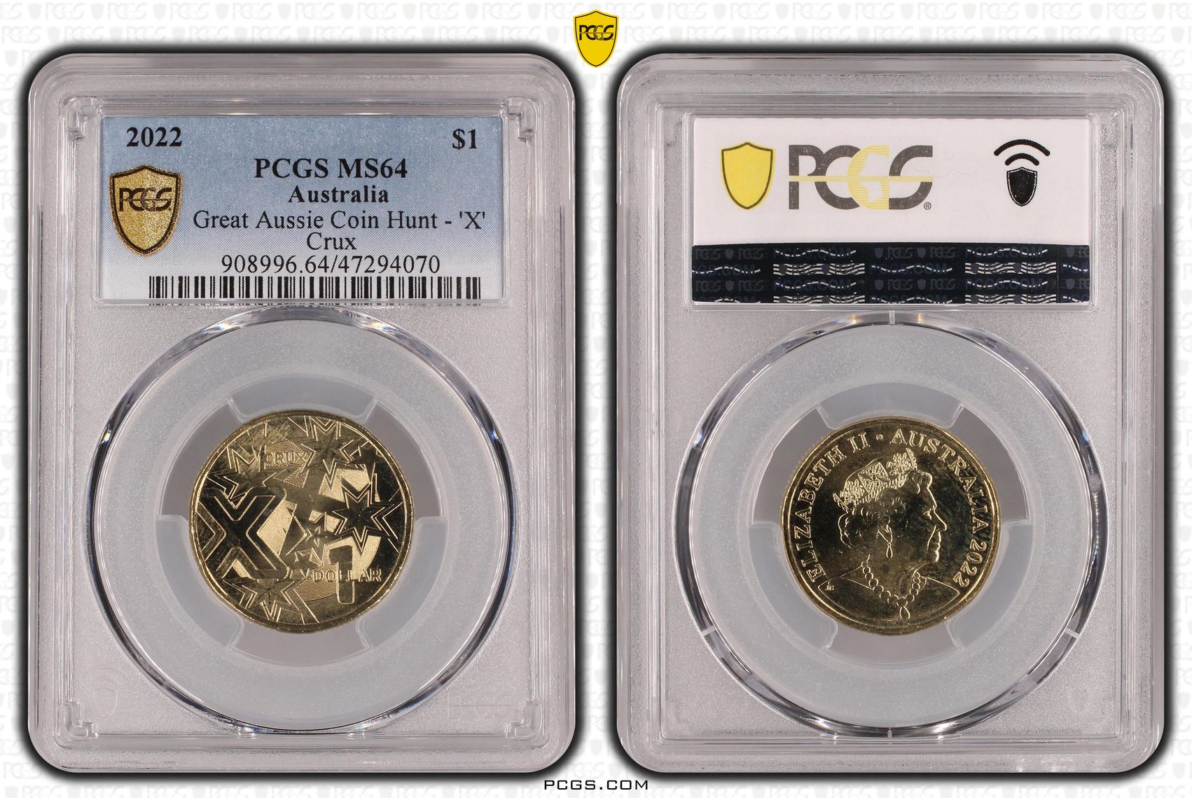 Great Aussie Coin Hunt - 'X', One Dollar, 2022, PCGS MS 64