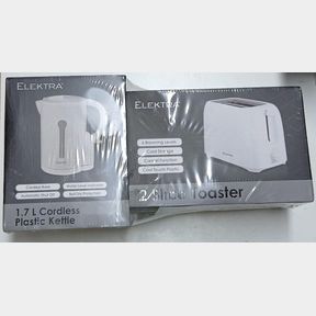 SEALED-Elektra 1.7L Kettle & 2 Slice Toaster Bundle-White | 51743/10048 AS B2 (S1)