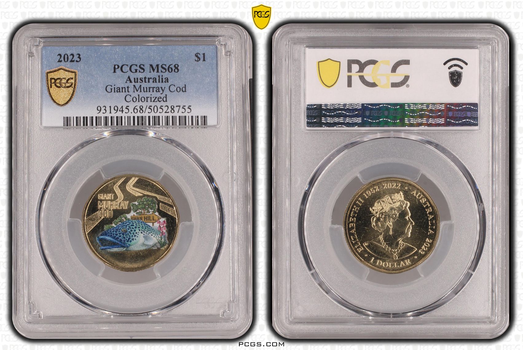 Giant Murray Cod, One Dollar, 2023, PCGS MS68