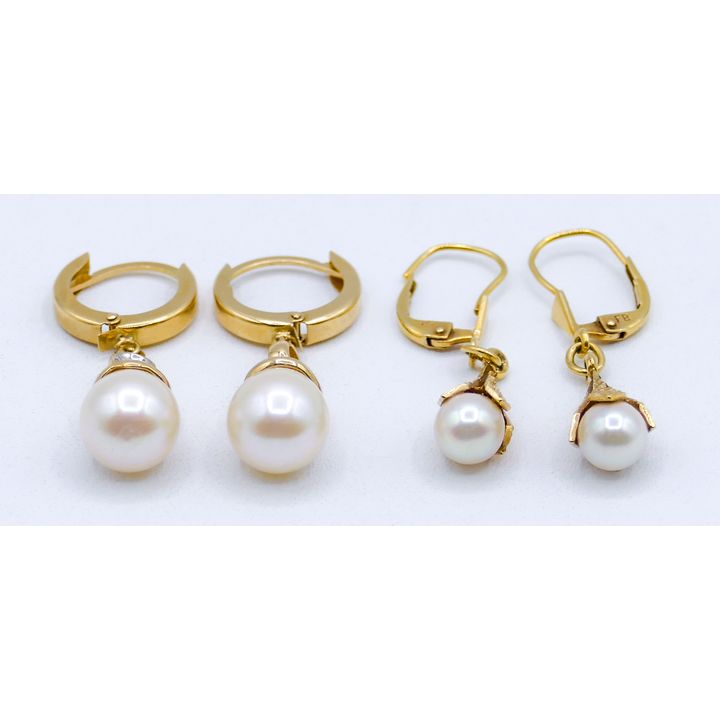 Box 14k Pearl Drop Earrings - 7.8 Grams TW
