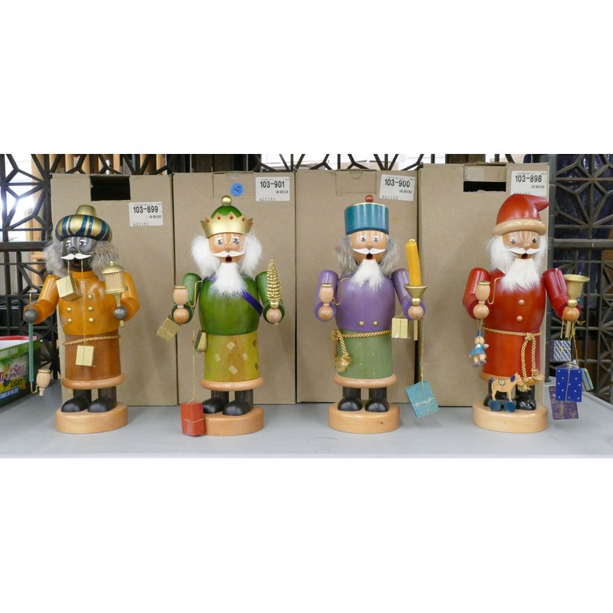 Set 4 Erzgebirgische German Wood Smokers with Boxes 12''