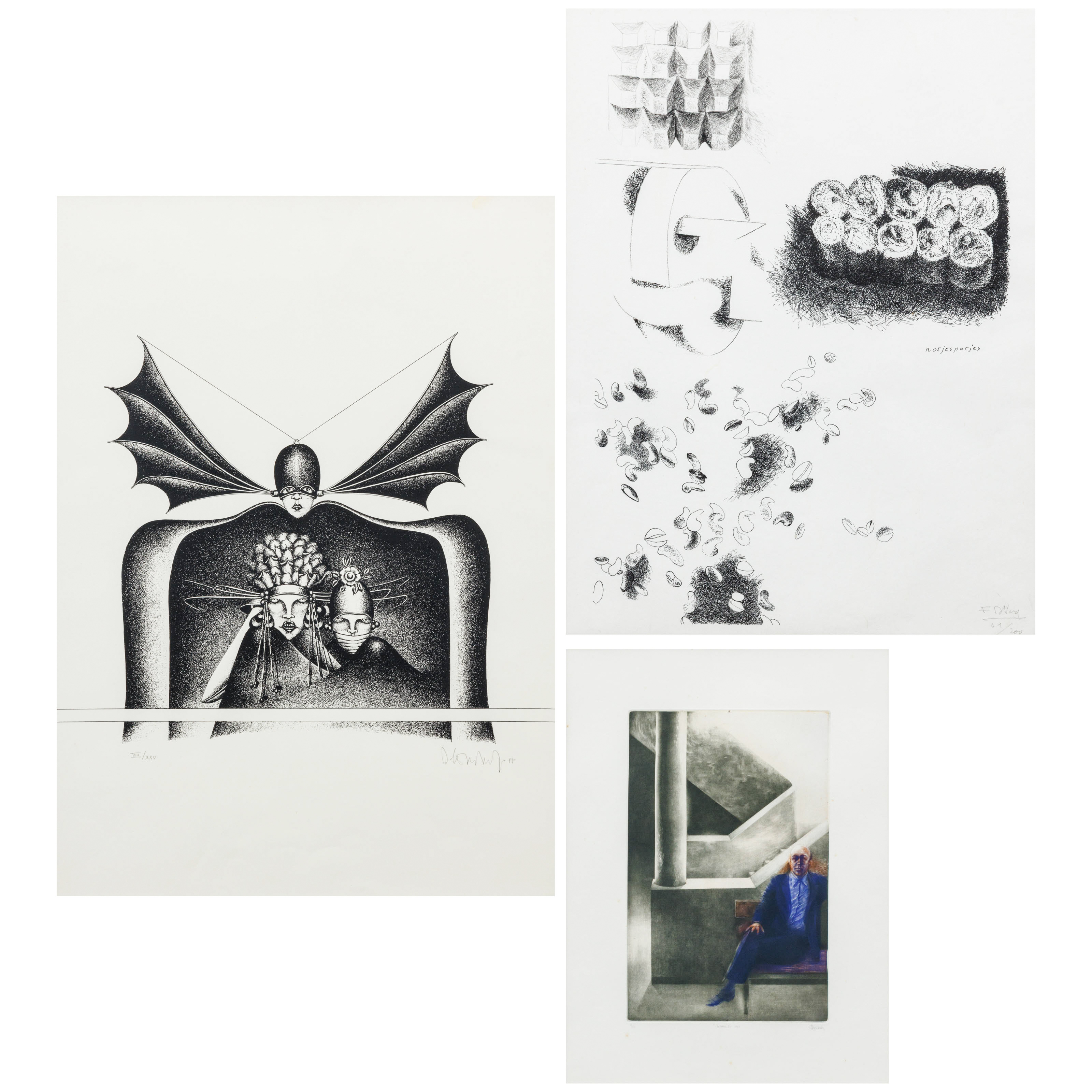 Three prints on paper. 1. Octaaf Landuyt – kavel bij Bernaerts, Antwerp
