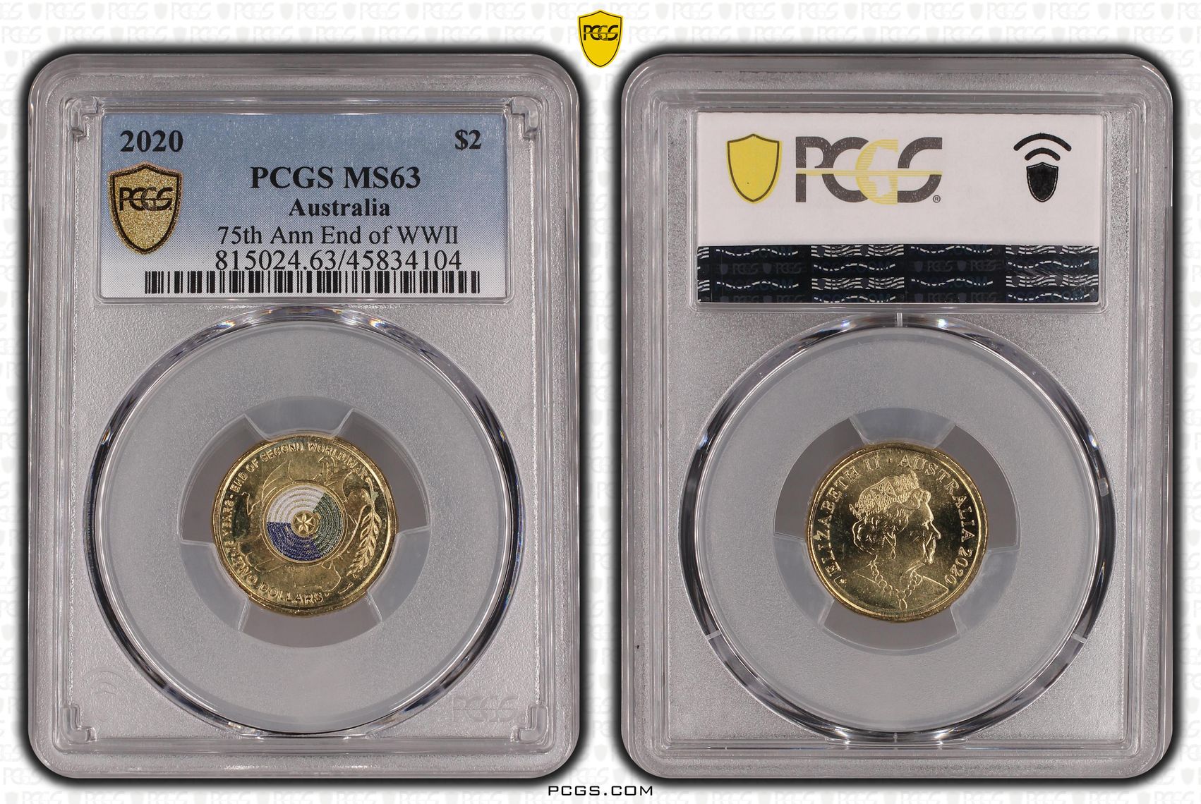 75th Ann End of WWII Colourised, Two Dollar, 2020, PCGS MS63