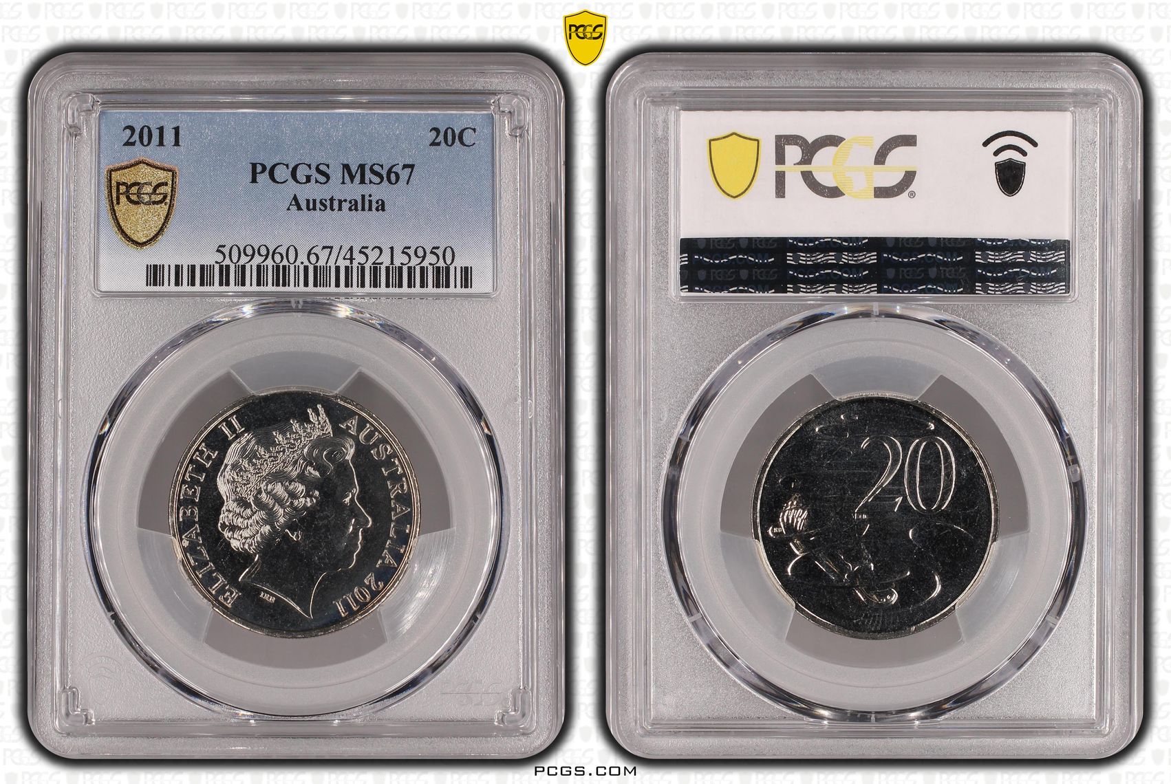 2011 Australian Twenty Cent, 20c PCGS - MS67 -950