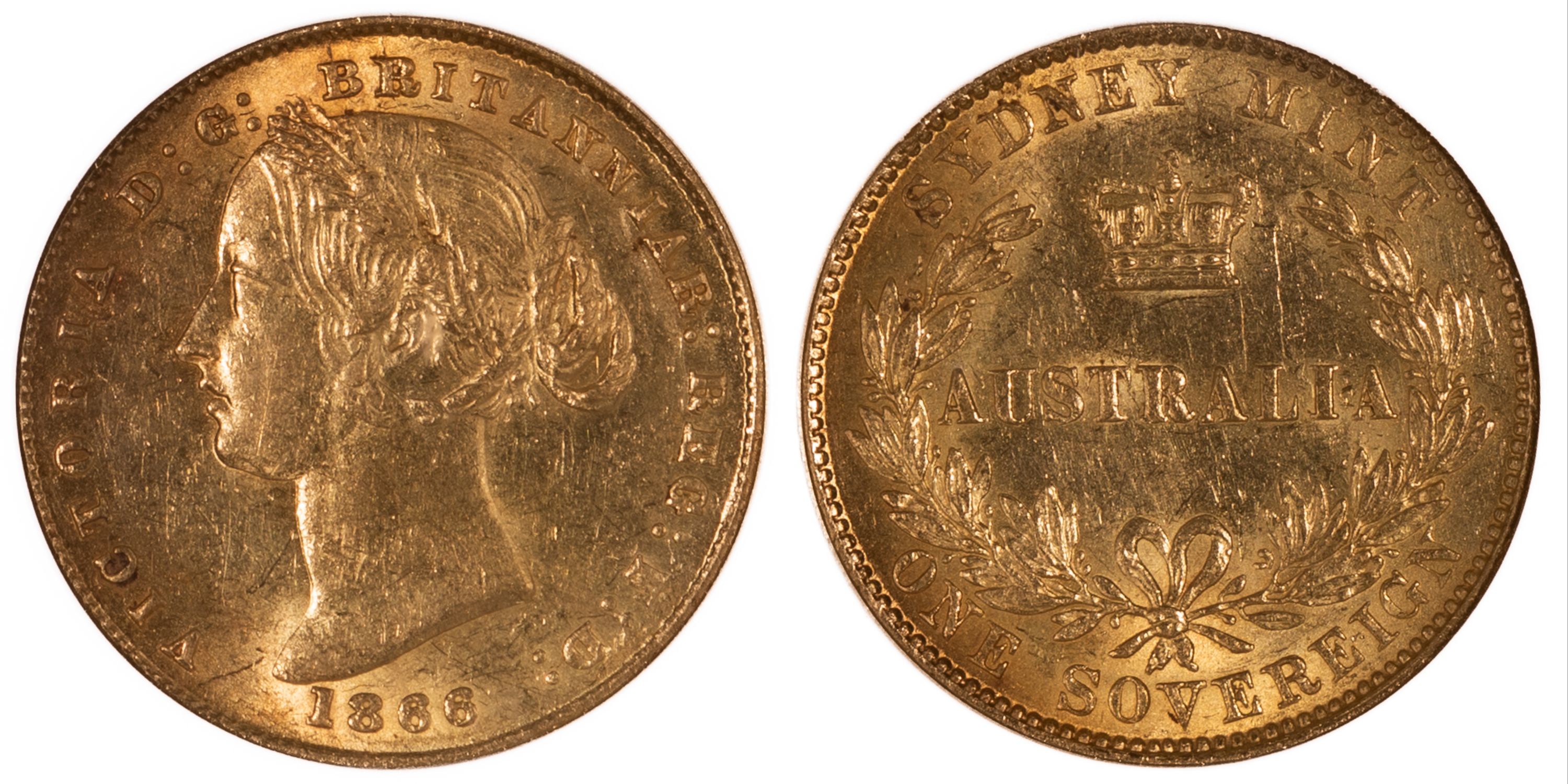 Victoria, Sovereign, 1866, ANACS AU 58