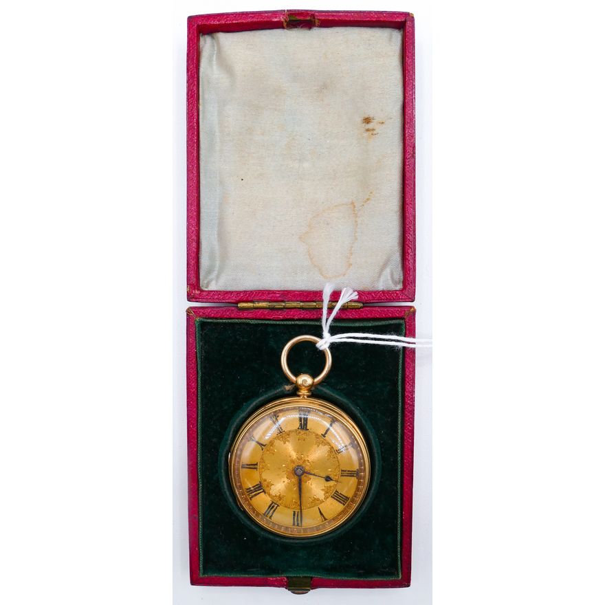 Antique English 18k Gold Cased Key Wind Pocket Watch