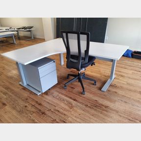 Height adjustable corner office desk, Eden Office Seating gas office chair & under desk mobile