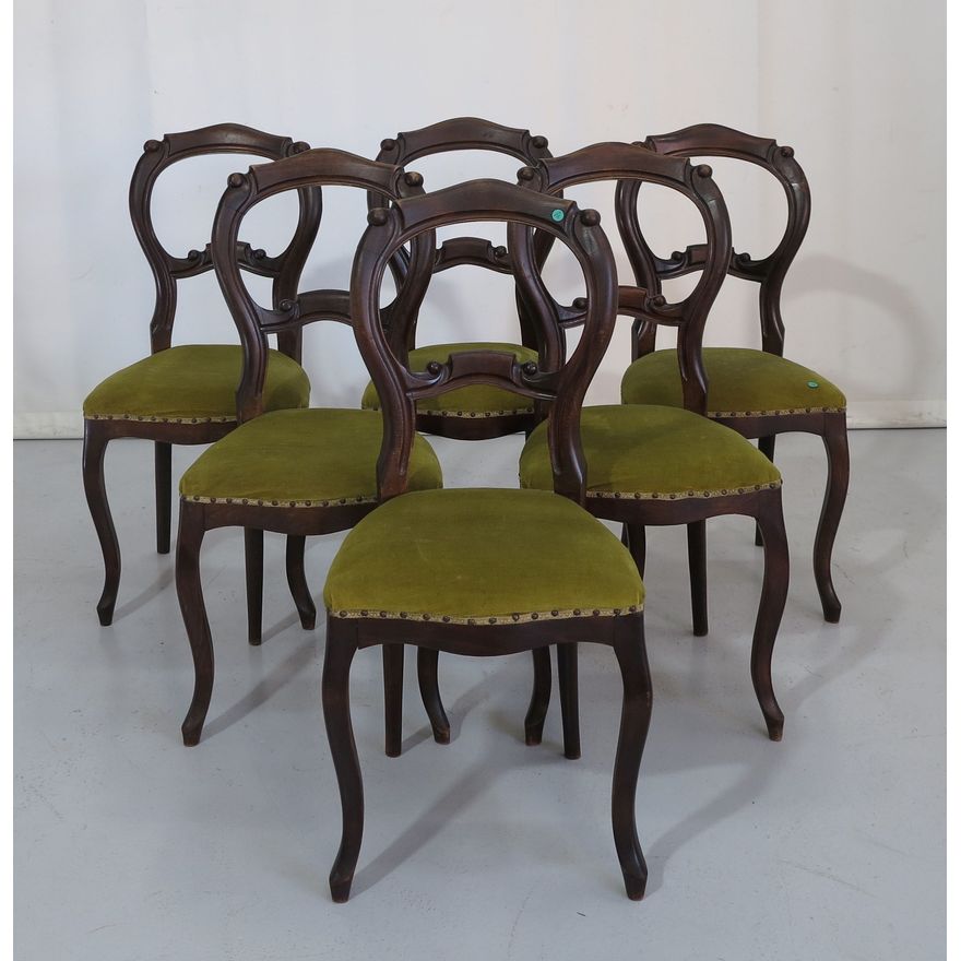 SET OF 6 VICTORIAN STYLE UPHOLSTERED DINING CHAIRS