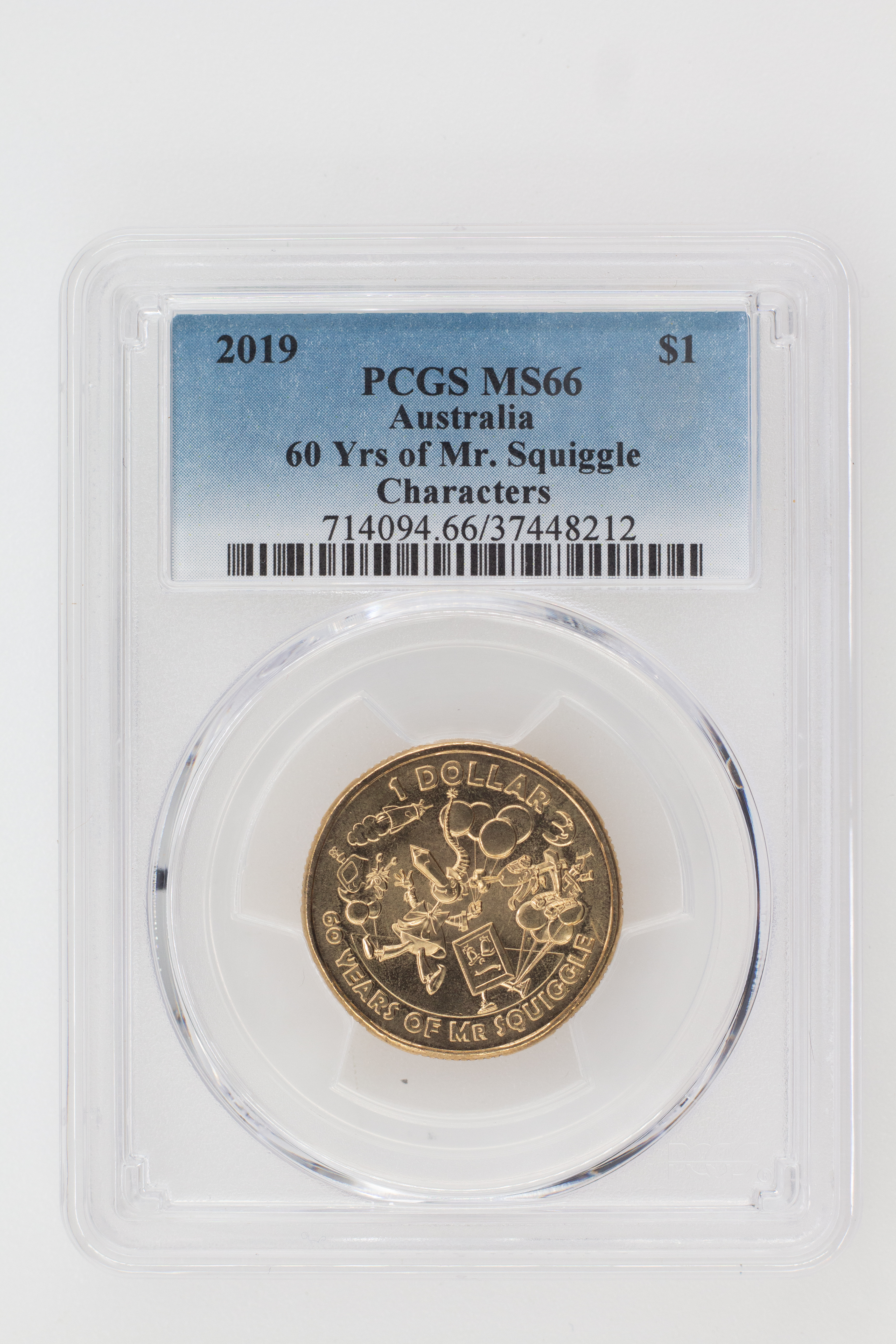 2019 Australia One Dollar, $1 60 Yrs of Mr. Squiggle - Spaceship PCGS - MS66 -212