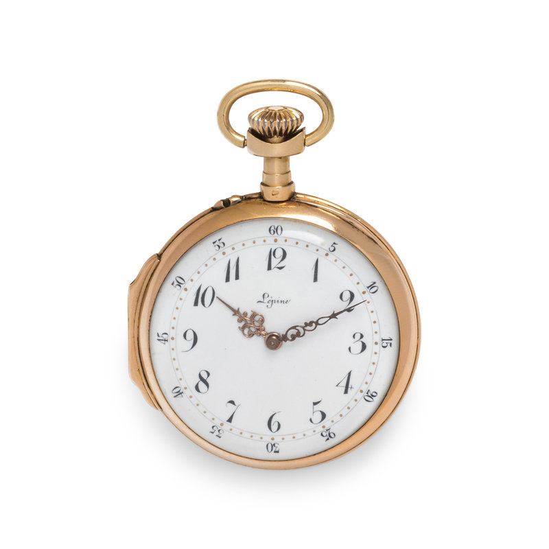 LEPINE, 18K YELLOW GOLD OPEN FACE POCKET WATCH