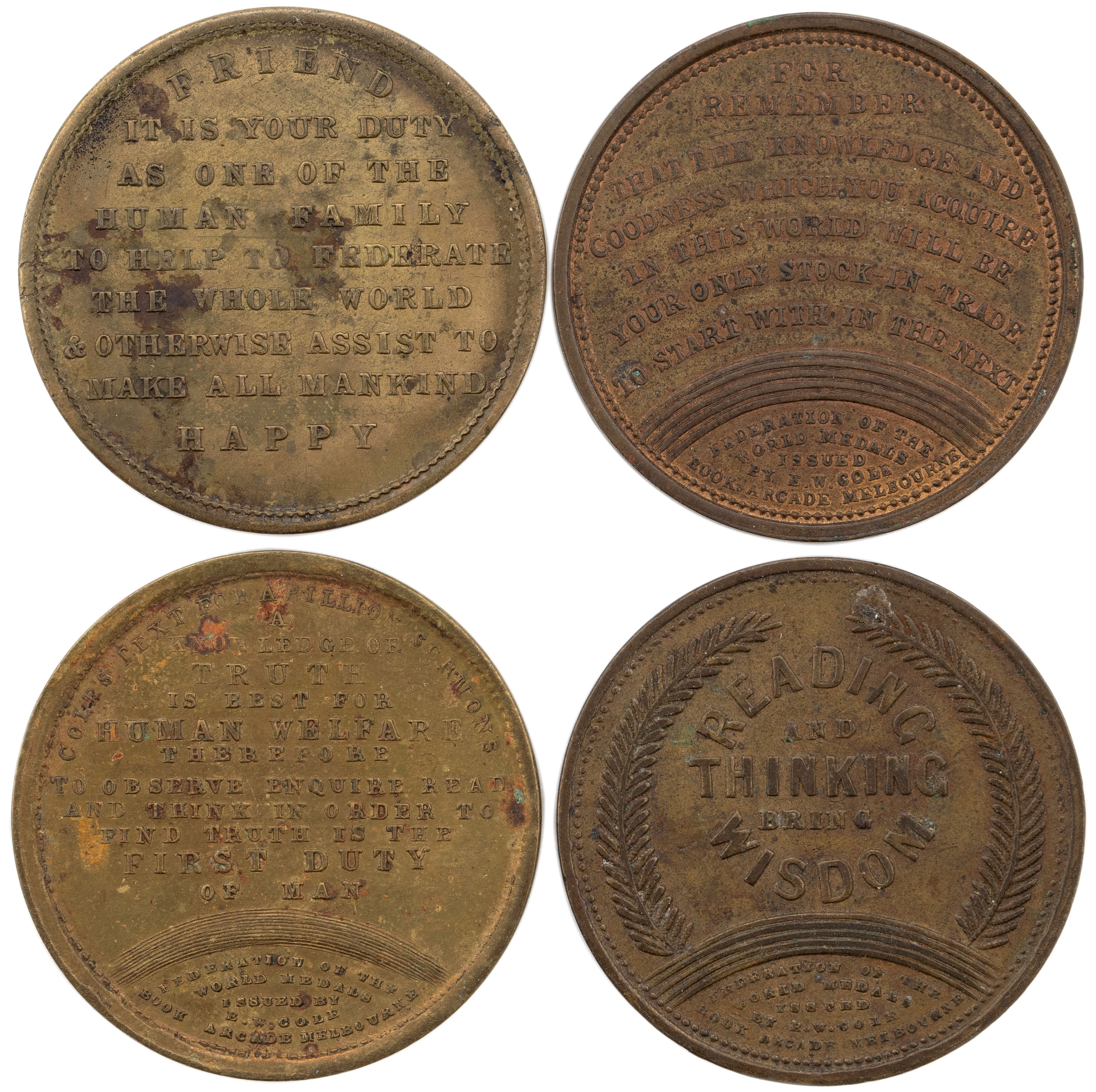 Cole's Arcade, Melbourne, Vic., Advertising Token, 1879 - 1918, EF