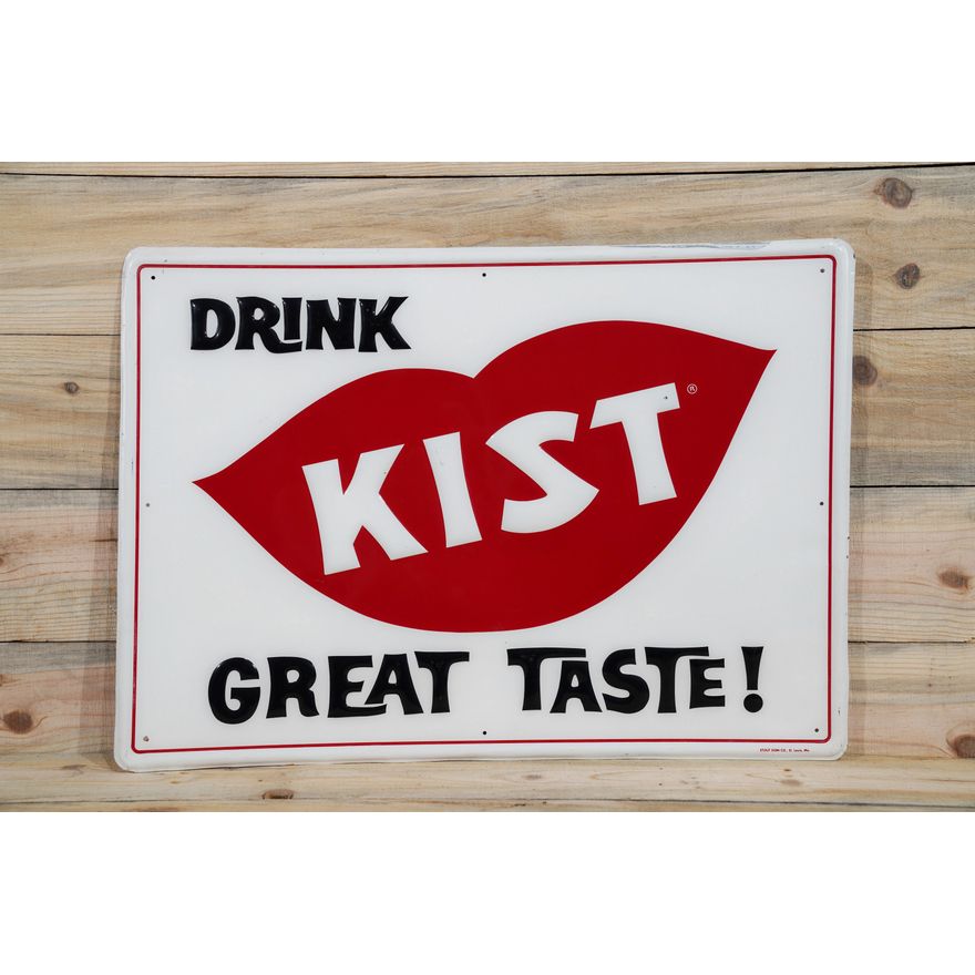 Drink Kist Great Taste Single Sided Tin Embossed Metal Sign TAC 8.75