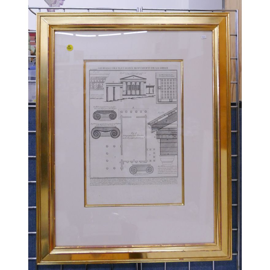 Antique Piranesi Greek Monuments in Gallery Frame- 29x23''